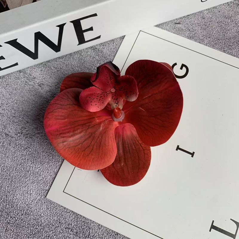 絹布の胡蝶蘭の花の頭は花の壁の部品の花の材料の頭をシミュレーションして髪を飾ってdiyの手作りの結婚祝いの贈り物を挟んで造花を飾ります。|undefined