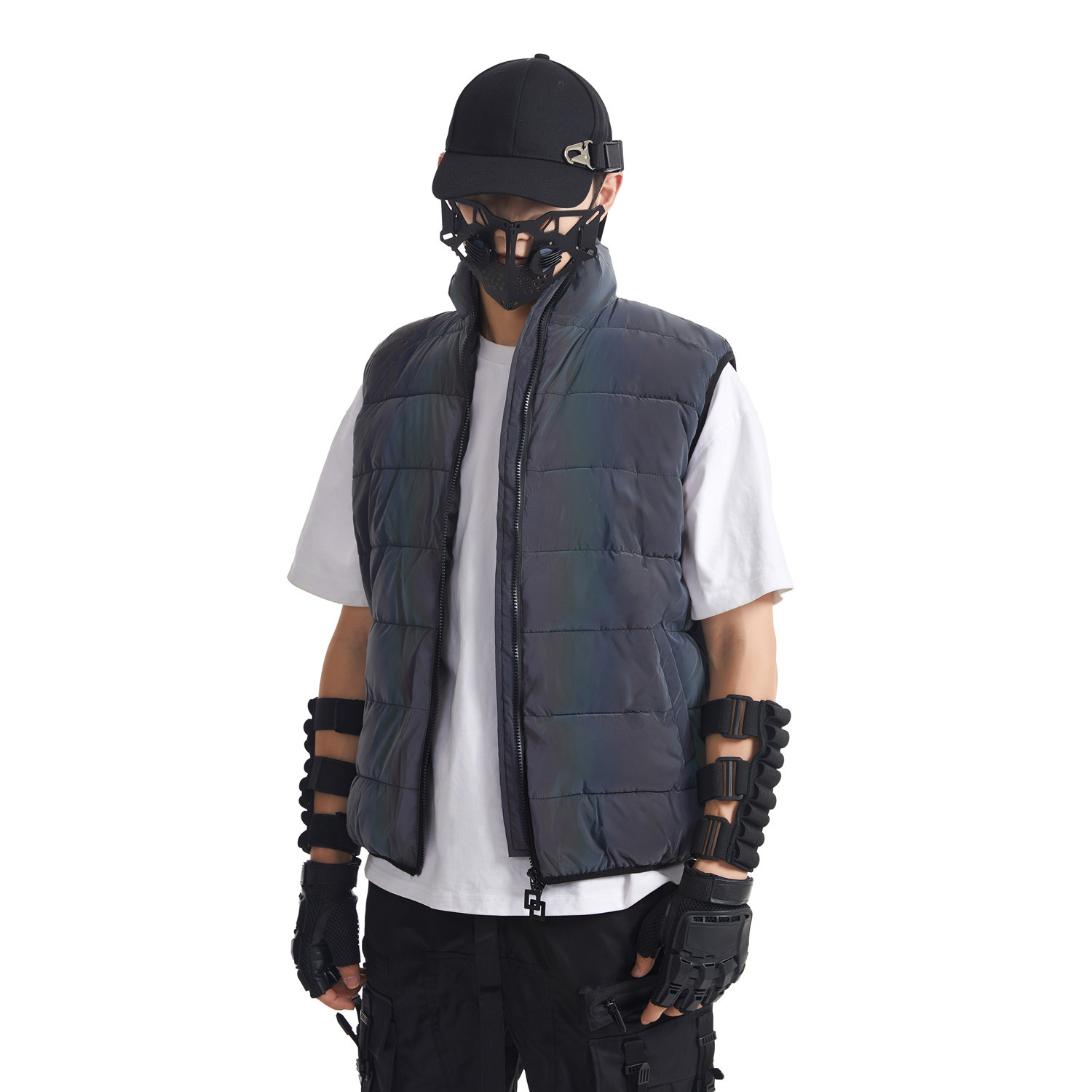 Men's Clothing colorful reflective cotton vest men's autumn and winter outdoor warm thick colorful reflective vest_voghion.com