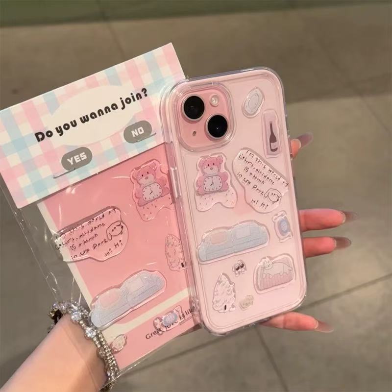 Pegatina de muñeco de nieve DIY transparente simple para iphone15 3 en 1 16ProMax funda para teléfono móvil Apple 14/13