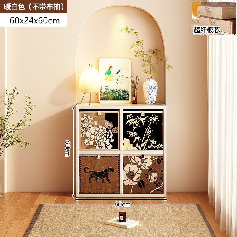 客厅家用收纳柜子储物展示柜落地格子柜复古风书柜书架落地置物架|undefined
