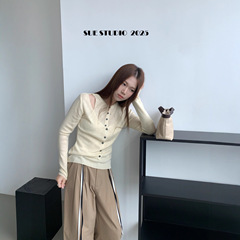 SUE十三行叠穿气质假两件针织衫女秋季新款韩系修身显瘦上衣37120