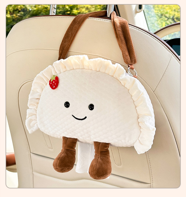 Cartoon Creative Dumpling Car Tissue Box Cute Doll Car Tissue Hanging Bag Plush Car Hanging Tissue Box