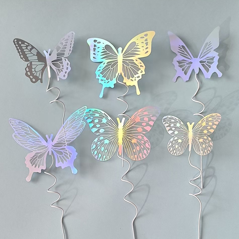 Birthday Cake Decoration Hollow Colorful Butterfly Cake Plug-In Card Popular Goddess Holiday Dessert Table Decoration