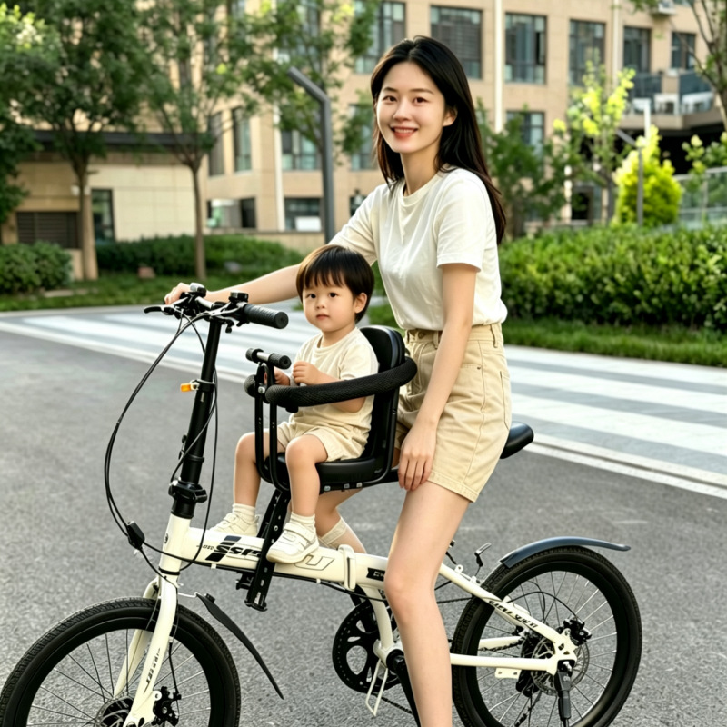 Folding Bike Front Seat with Footrest Accessories, Fence with Backrest