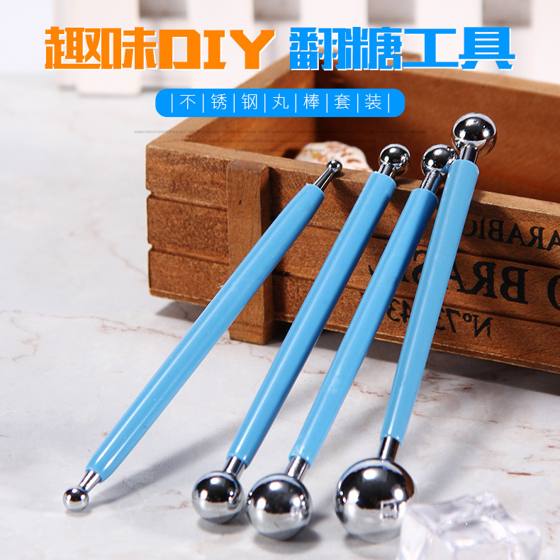 厂家批发镀镍DIY压痕笔 八头丸棒粘土雕刻工具