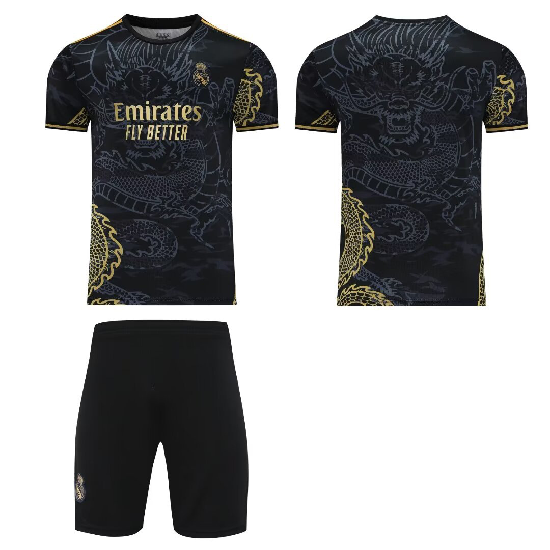 23-24 Huang M Dragon Black Club Football Suit Children's Suit Adult Training Team Suit 16 yards-2XL