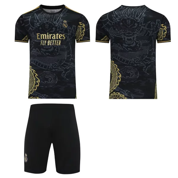 23-24 Huang M Dragon Black Club Football Suit Children's Suit Adult Training Team Suit 16 yards-2XL