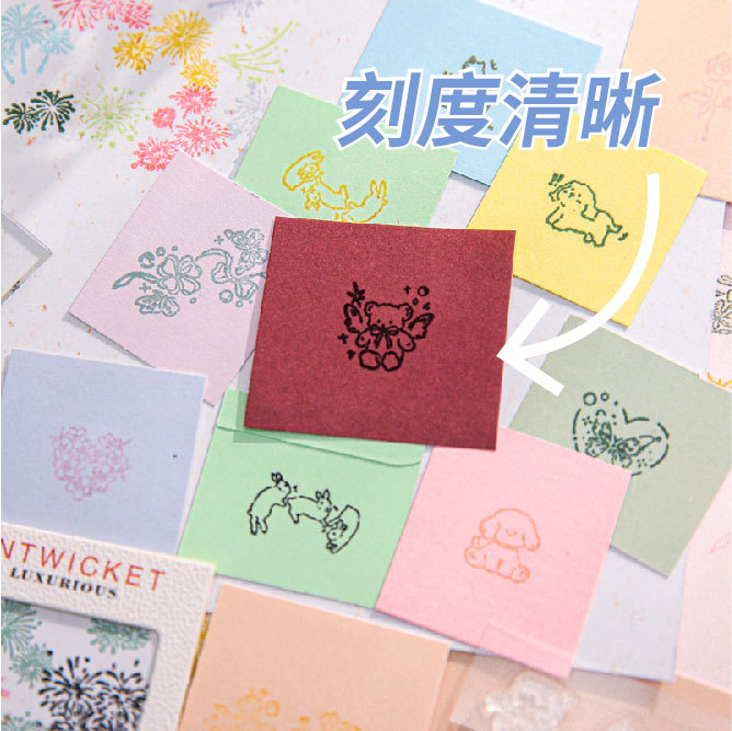 Mr. Paper Sello de PVC Caja de impresión de tiempo Dibujos animados Dibujos simples Cuentas creativas Material de bricolaje Sello de patrón