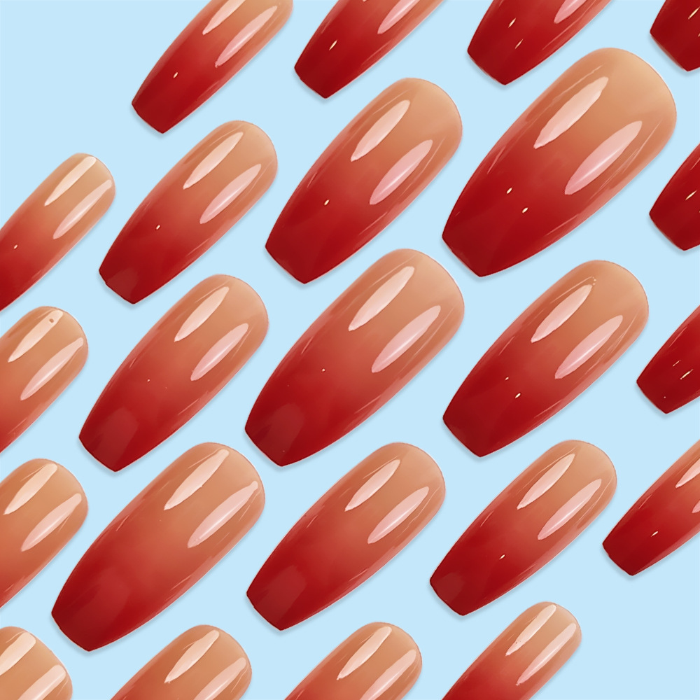 Ventas transfronterizas calientes gradiente naranja polvo manicure de moda suave coral uña delicada simple y elegante gradiente desgaste de uñas image 4