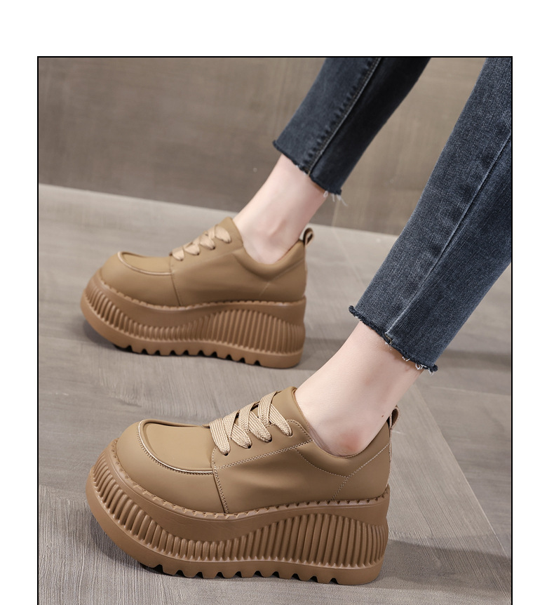 Giày sneaker nữ đế dày tăng chiều cao bên trong, đế bánh xốp mềm mại — Màu đen chi tiết 14