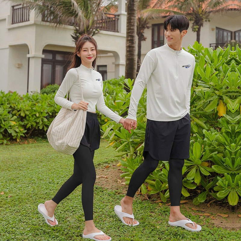 Split long-sleeve, quick dry trousers for beloved, swimwear, set, sun protection