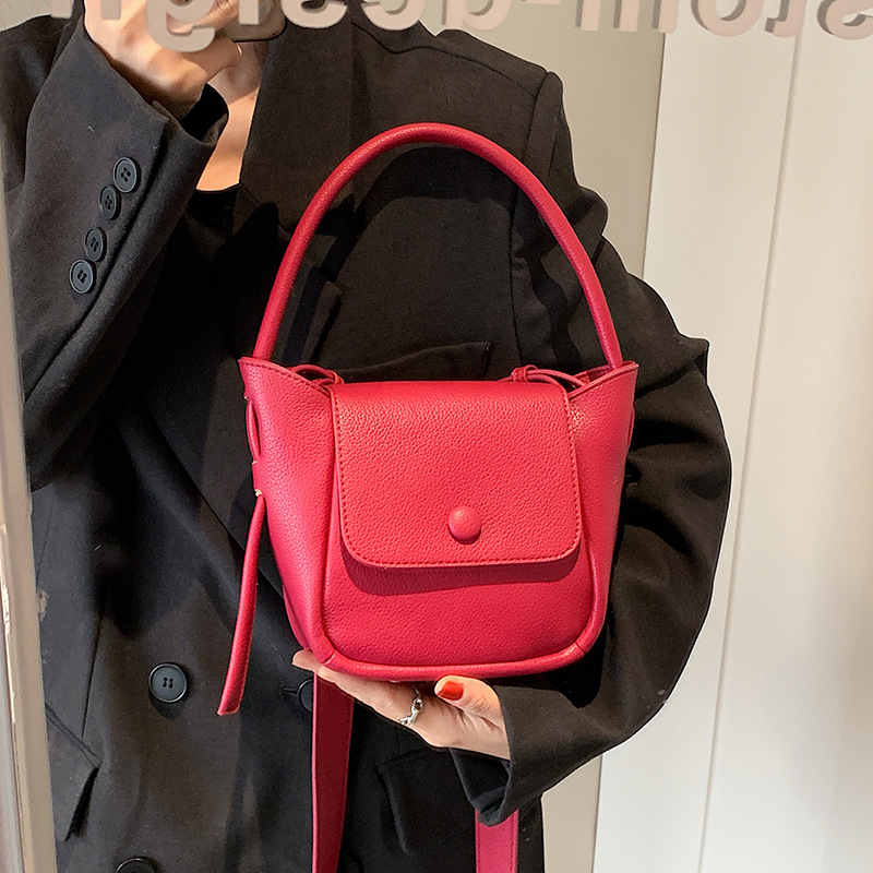 跨境質感手提包2024新款bags女包簡約荔枝紋單肩包復古百搭斜挎包