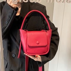 跨境質感手提包2024新款bags女包簡約荔枝紋單肩包復古百搭斜挎包