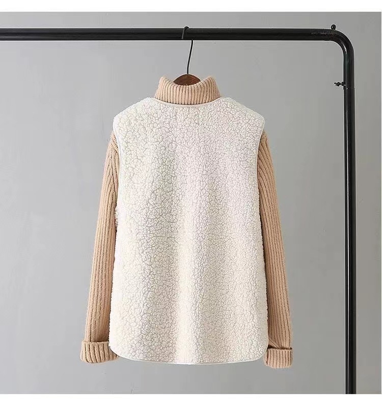 ​​Women's Faux Shearling Vest - Lightweight Fleece-Lined Sleeveless Jacket For Fall​​ Fashionable Temperament Fur One Piece Outerwear Vest Waistcoat_ecoleips.com
