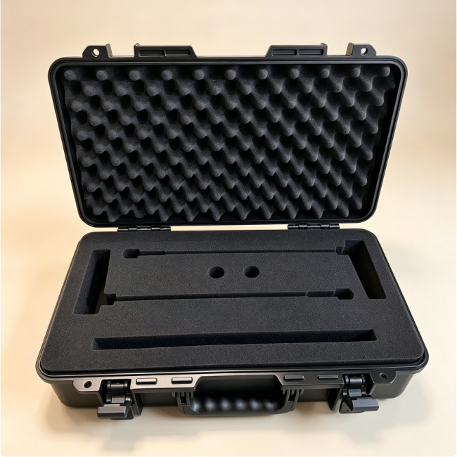 PP safety waterproof plastic carrying case for wireless microphone headset waist bag and power supply, customizable EVA lining