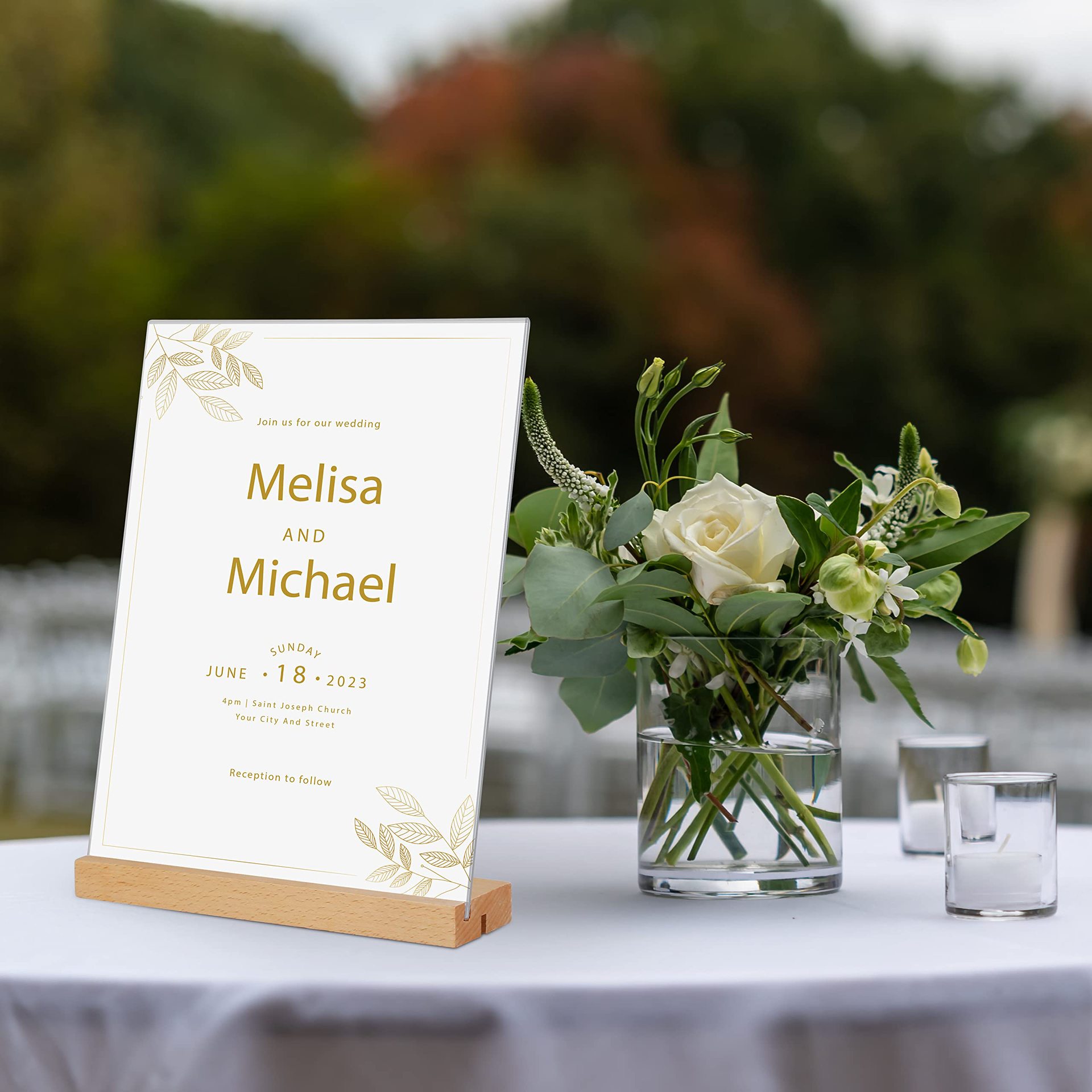 【跨境专供】A4台卡实木台签桌牌展示亚克力广告牌菜单价目表