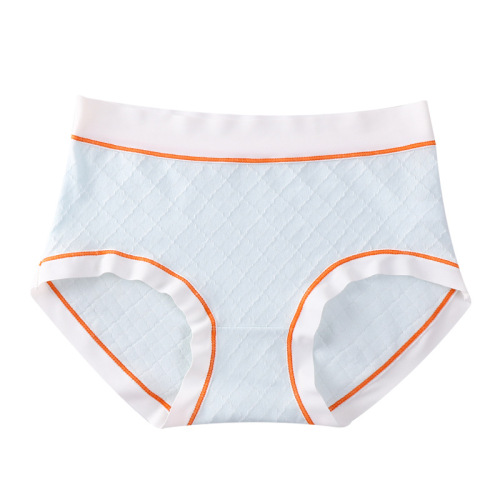 One-piece mid-waist plus size women's pure cotton underwear for belly control and hip lifting, breathable and sweet briefs for women in contrasting colors