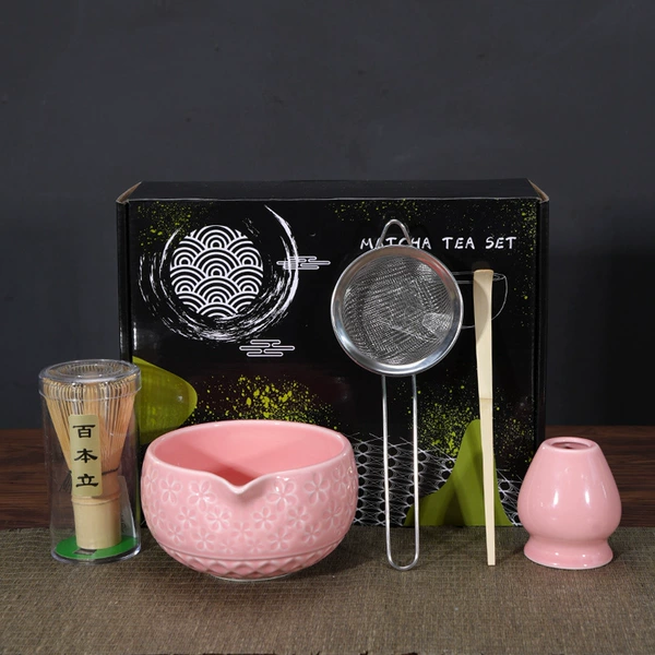 Fuchsia matcha, tea cup, set, 5 pieces
