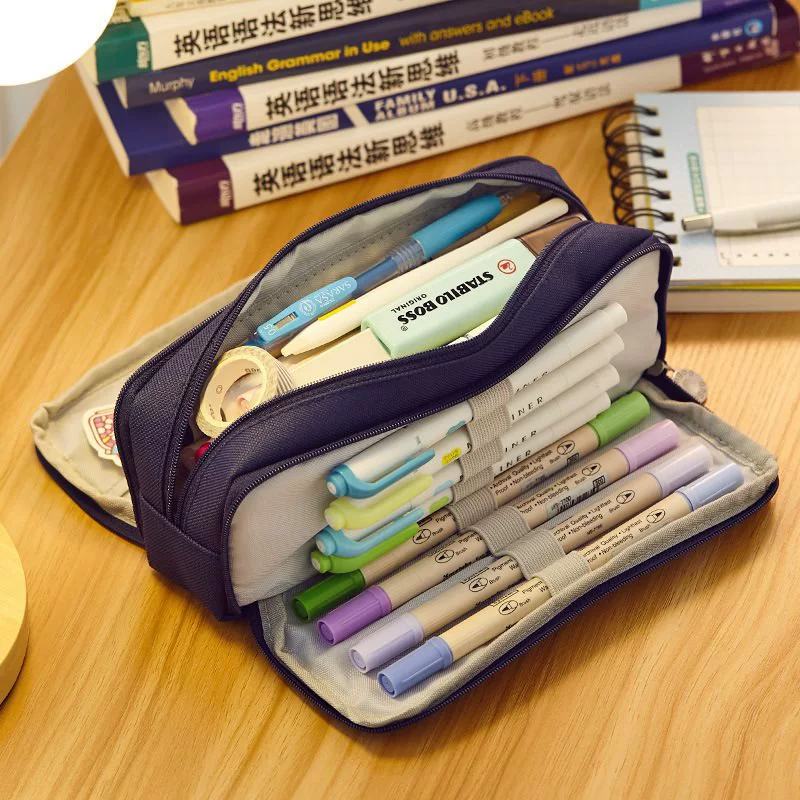 Capacious multilayer Japanese pencil case for students, for secondary school