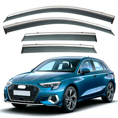A3 Sportback Window Visor, Rain shield - standard-packaging-without-logo-audi-a-015kg-cabin-mk4-8y-2021pc-with-bright-trim-rain-visor