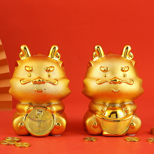 Chinese Zodiac Dragon Year Money Box Cute Cartoon Desktop Decoration New Year Business Wealth-attracting Gift with Logo Wholesale Mascot