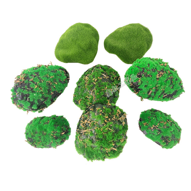 仿真青苔石头盆景铺面DIY点缀装饰 绿植墙绒毛假苔藓石头微景观