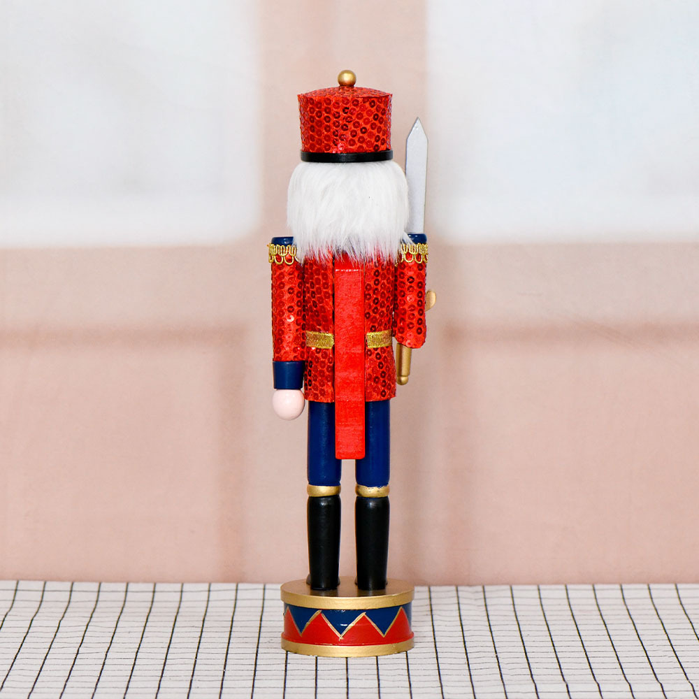 36cm cascanueces soldados marionetas hombre azul rojo sequinilla stand tambor decoración para el hogar artesanía de Navidad