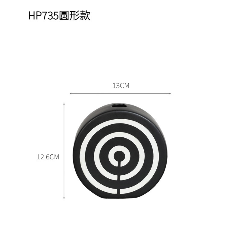 Nórdico creativo blanco y negro a rayas jarrón de cerámica seca sala de estar TV gabinete arreglo floral arte decorativo decoración de la flor