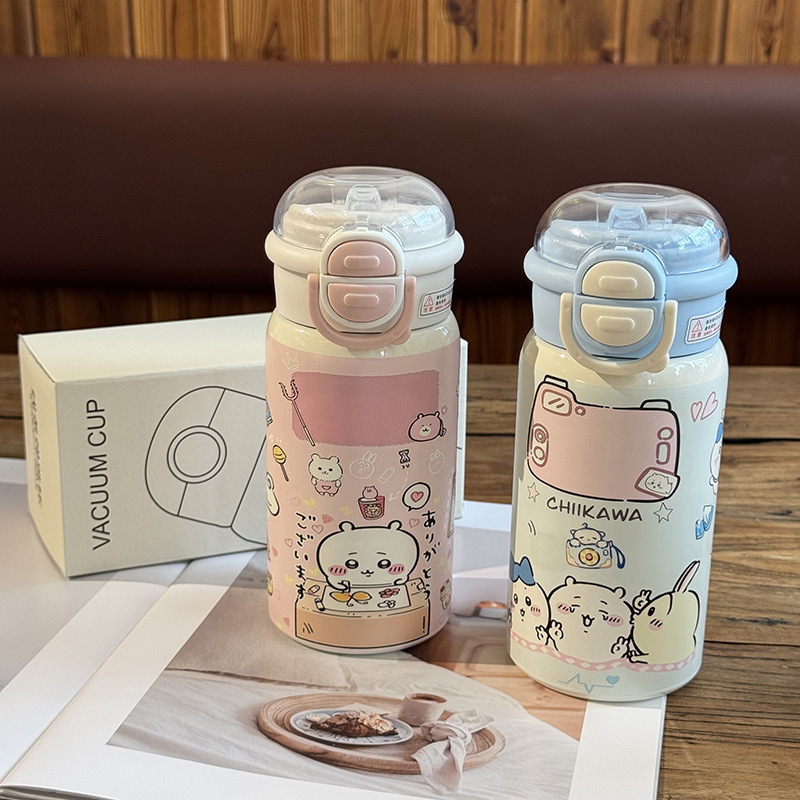 双饮吸管保温杯ins304不锈钢杯子女生学生卡通小兔水杯卡通水杯|undefined