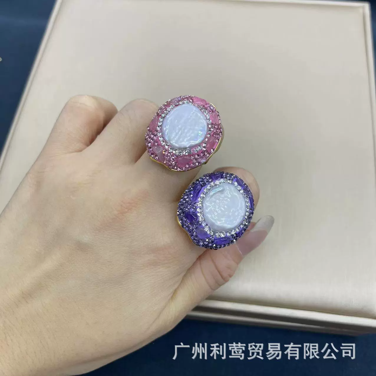 Новый круглый жемчуг в стиле барокко, инкрустированный натуральным маленьким оригинальным камнем, классическое индивидуальное кольцо на палец 18K с гальваническим покрытием