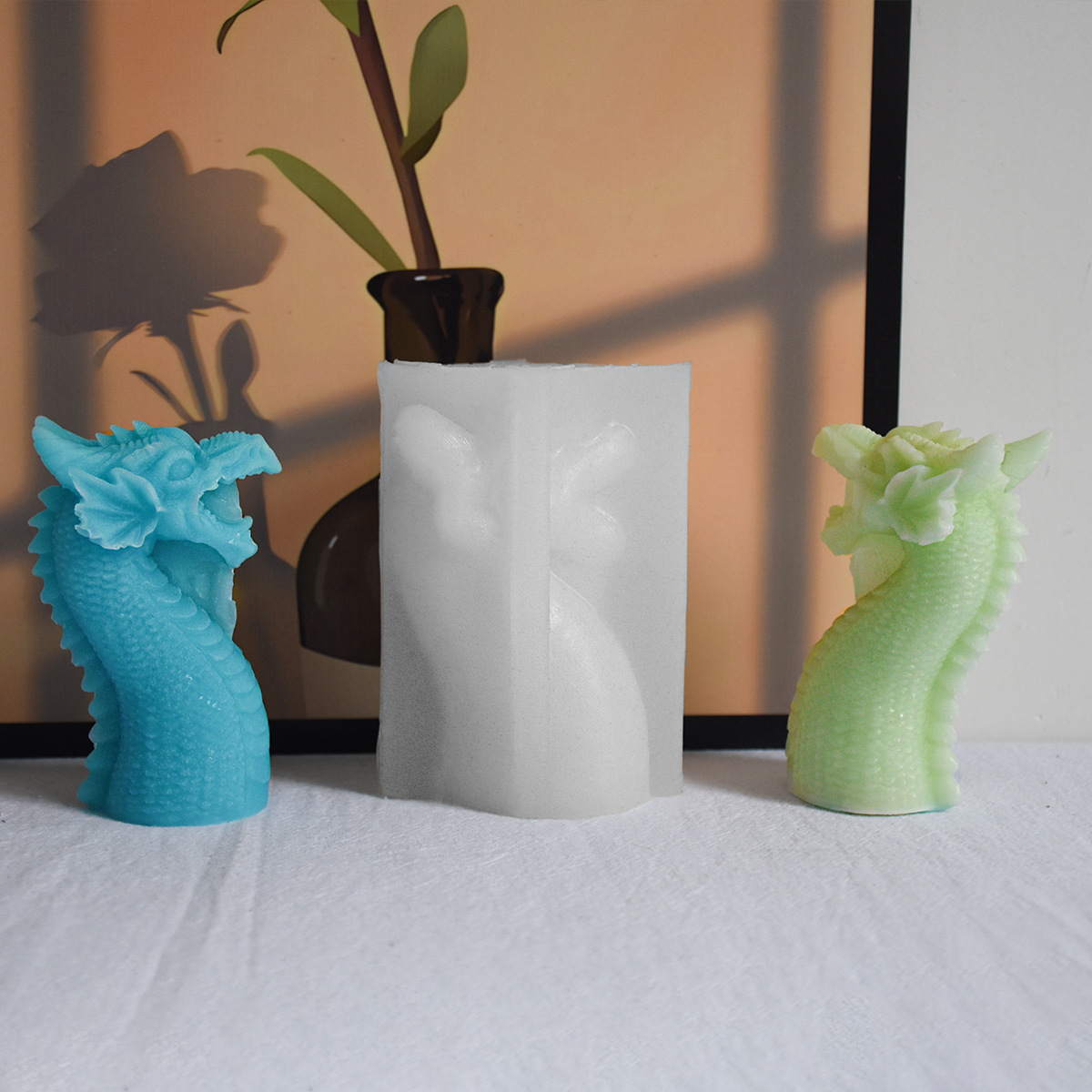 新款 創意立體龍頭造型蠟燭硅膠模具DIY香薰手工皂擺件模具