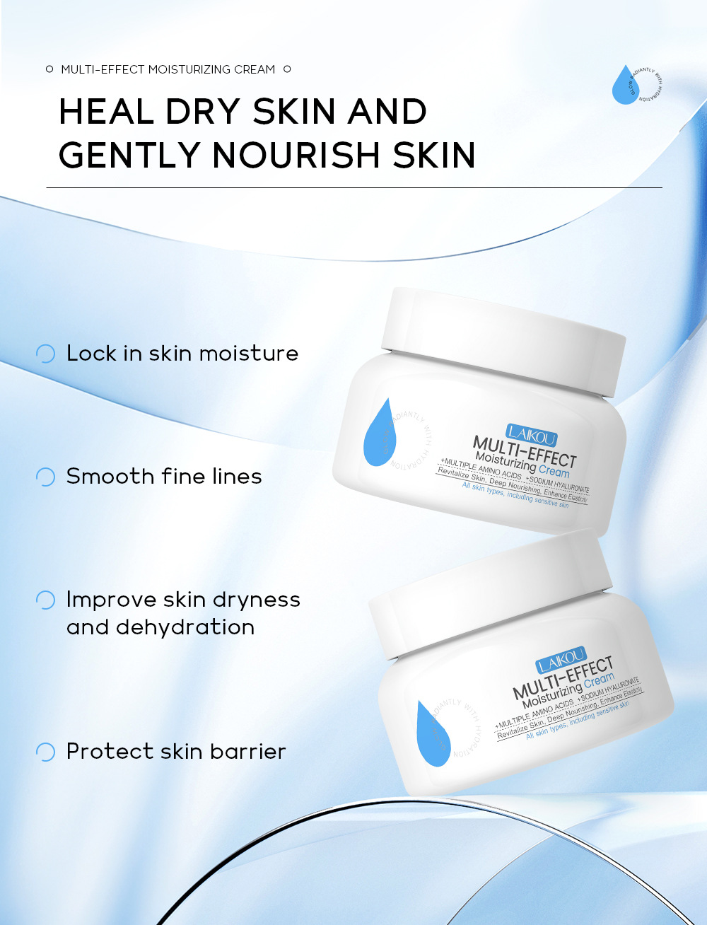 Cross-border LAIKOU Moisturizing Hydrating Cream 60g Hydrating and Moisturizing Face Cream Moisturizing Skin Care undefined
