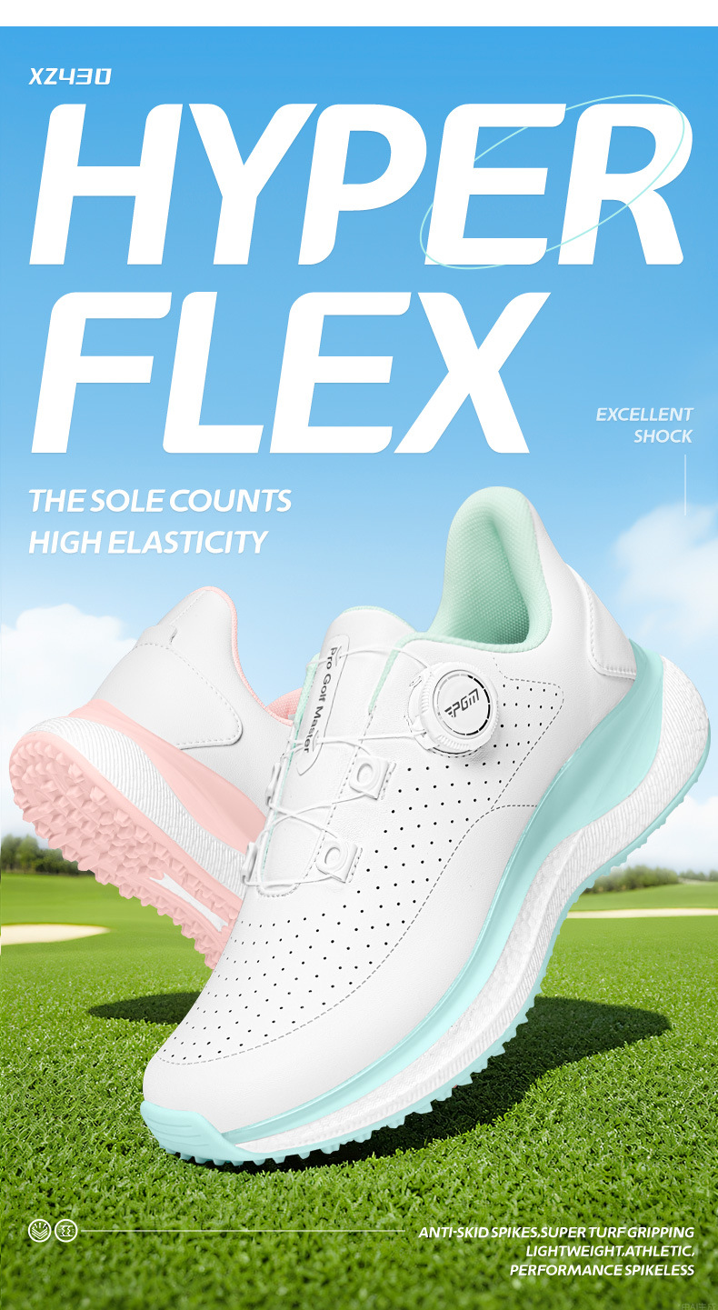 Giày golf PGM nữ lỗ thông gió mùa hè đế bắp rang tăng chiều cao — Kem muối biển-[Lỗ thông gió tản nhiệt/Đế giữa bật lên/Giày chống trượt được cấp bằng sáng chế] XZ430, Kem đường bột-[Lỗ thông gió tản nhiệt/đế giữa bỏng ngô/gai chống trượt được cấp bằng sáng chế] XZ430 chi tiết 3