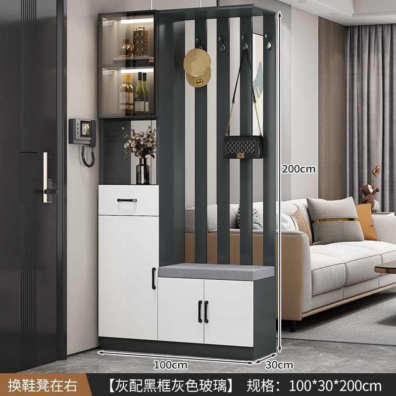 轻奢玄关柜鞋柜一体现代简约多功能客厅玄关隔断柜酒柜鞋凳储物柜|undefined