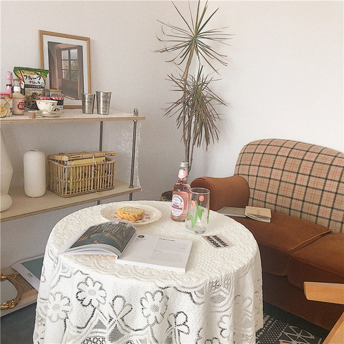 WBZ7*Beautiful Little Aunt* ins white lace tablecloth simple coffee table tablecloth background cloth sofa back