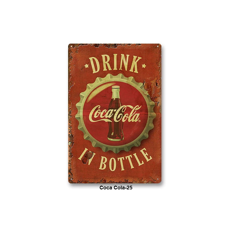 Металлическая настенная табличка Coca Cola, жесть 20×30 см, винтажный ретро стиль