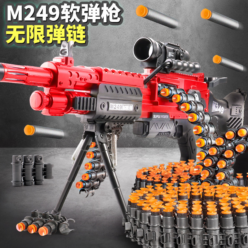 Children's toy gun M249 soft bullet gun little boy M416 repeating mechanism grab simulation Gatling heavy machine gun sniper Children's toy gun M249 soft bullet gun little boy M416 repeating mechanism grab simulation Gatling heavy machine gun sniper
