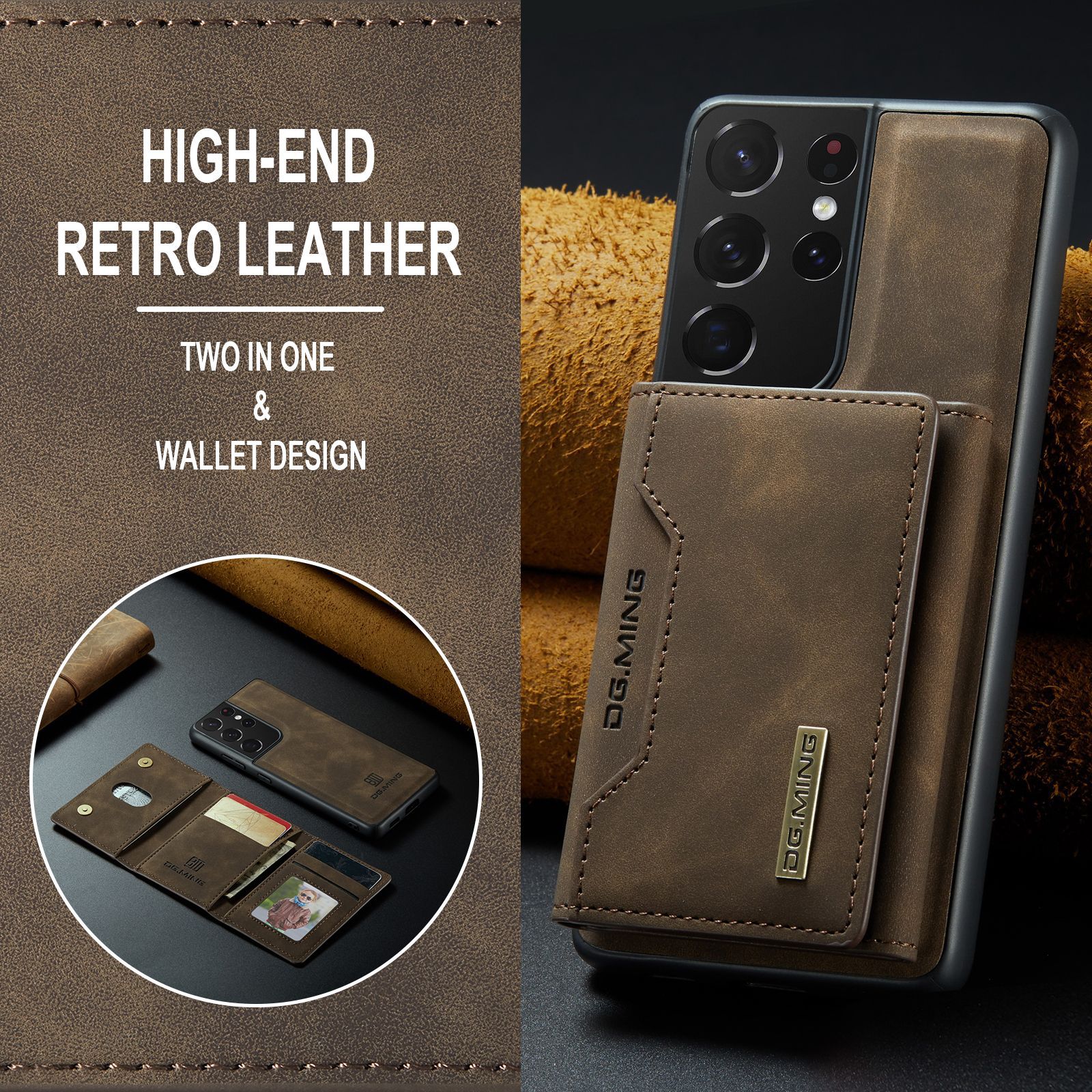 M2 Samsung S21 Ultra multifunkciós kártyatartó pénztárca S21 Ultra erős mágneses tapadókorongos bőr telefontok_voghion.com