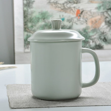 中式复古汝窑办公个人杯老板水杯 商务礼品陶瓷杯可印制LOGO茶杯