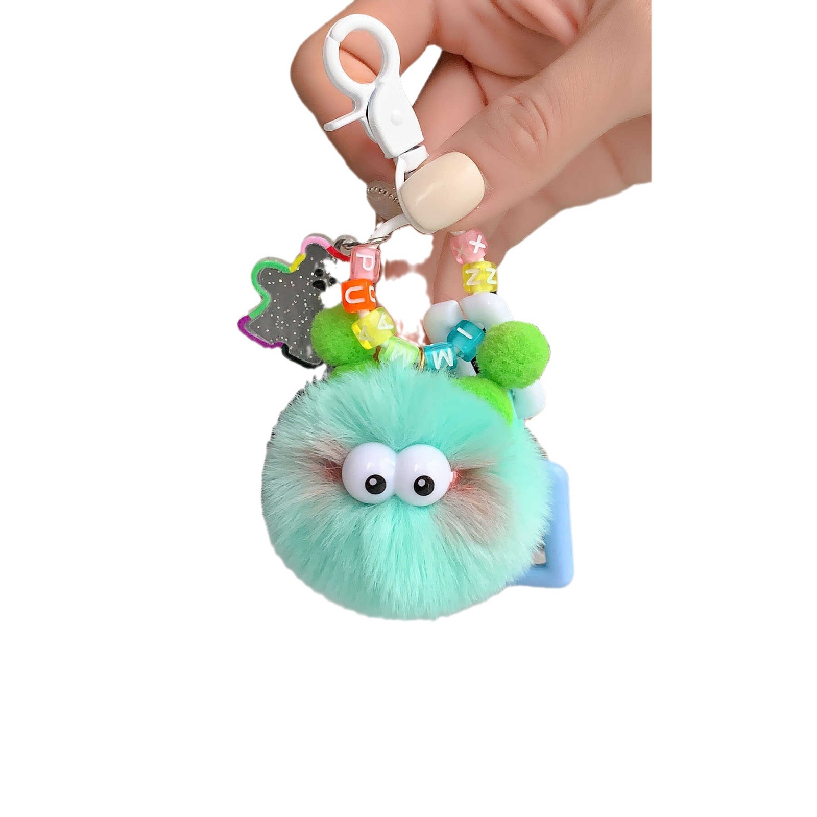 자동차 키 체인 여성 센스 귀여운 봉제 백 펜던트 백팩 가방 교수형 작은 선물 작은 석탄 공 트렌디