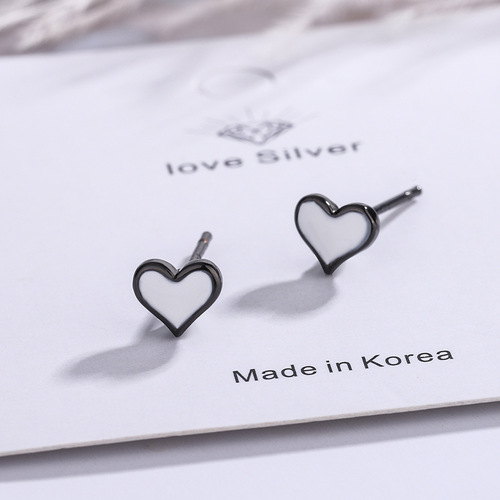 Earrings for women Korean style small fresh and sweet glue love simple girly heart earrings earrings copper earrings for women