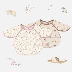 Ins-style Baby Waterproof Bibs, Short-Sleeve Reversible Clothing, Breathable Coated Garment, Kids' Dining Bibs and Meal Bibs