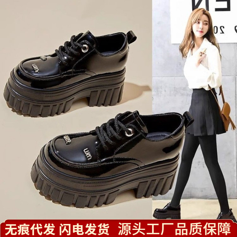 小皮鞋女英伦风2025新款秋季批发松糕厚底内增高女鞋乐福鞋单鞋