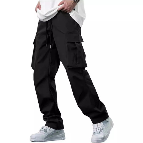 Amazon Summer Men's Work Pants with Drawstring and Multiple Pockets, European and American Independent Store Casual Long Pants