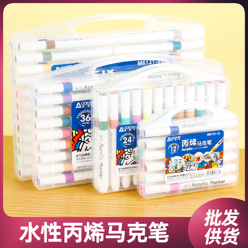 Acrylic Marker Pen Triangular Pole 24 Colors Available for Art Students, Opaque and Stackable, Kidsren's Watercolor Pens for Painting