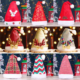 圣诞节装饰品成人儿童多色亮片鹿角布艺帽圣诞聚会派对配饰品批发