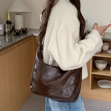 休闲大容量包包女2025新款夏季复古饺子包韩国百搭单肩斜挎马鞍包