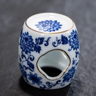 复古青花瓷茶器盖置仿古陶瓷壶承盖托白瓷茶具茶道配件茶玩摆件