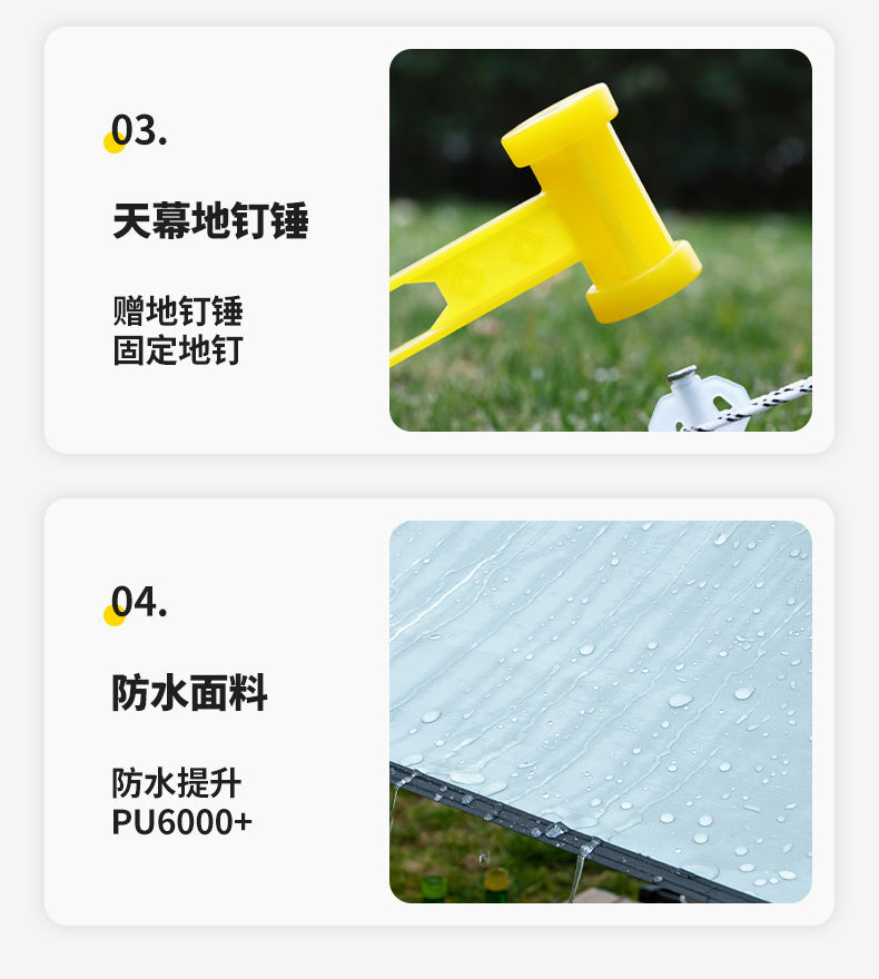 Black Rubber Canopy Tent Outdoor Camping Awning Portable Thickened Rainproof Park Picnic Sunscreen Awning