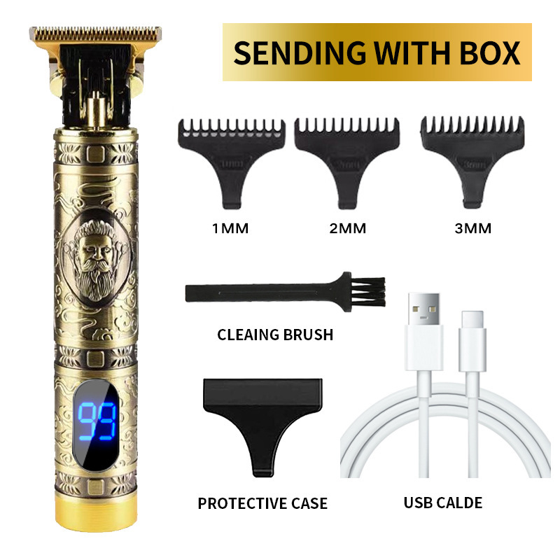 T9 Buda cabeza eléctrica Clipper empuje blanco gradiente aceite cabeza empuje tijeras cabeza profesional peluquería tallado Clipper grabado pelo Clipper
